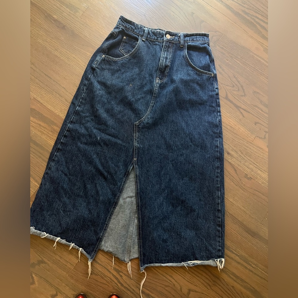 Zara denim midi skirt